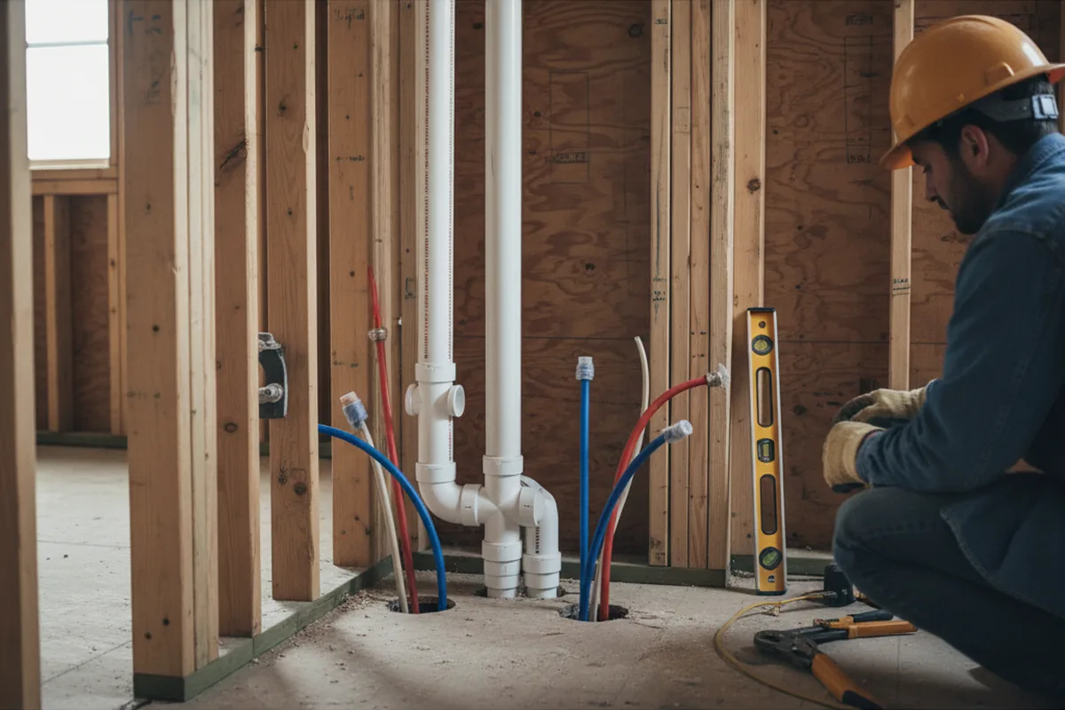 Drain and supply rough-in during Drain Cleaning in Crestwood